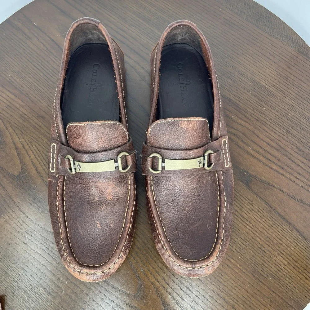 Cole Haan Somerset Shoes Men's 10M Brown Leather Horsebit Driving Loafers C11832